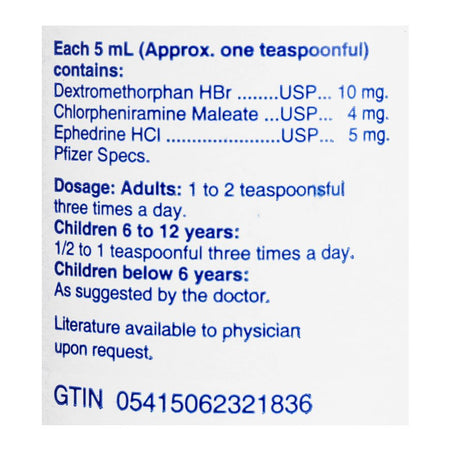 Pfizer Corex D Cough Syrup, 120ml - Image 3