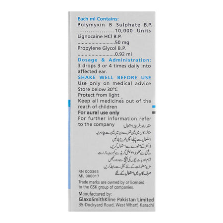 GSK Lidosporin Ear Drop, 5ml - Image 3