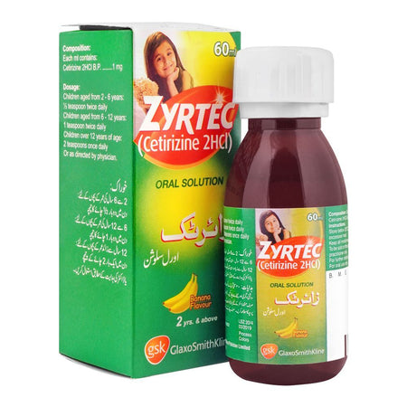 GSK Zyrtec Oral Solution, Banana Flavour, 60ml - Main Image