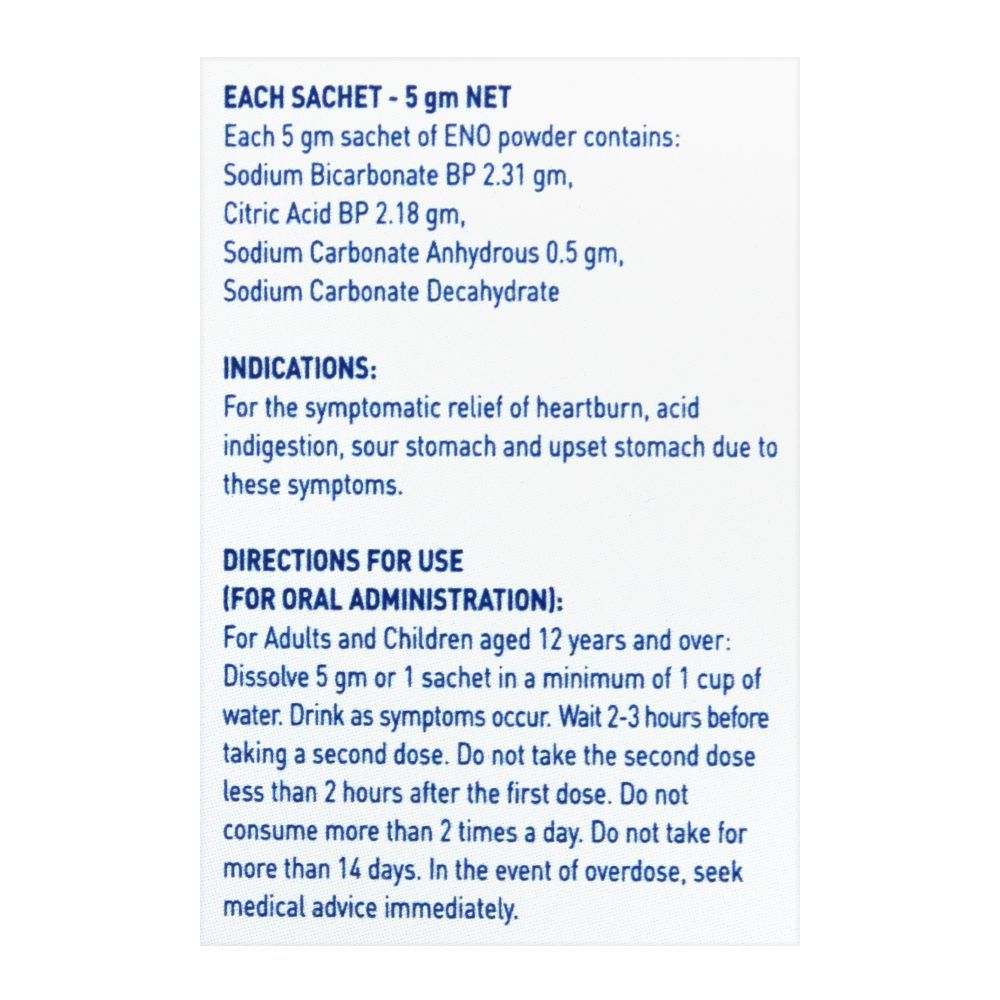 Eno Fruit Salt Regular Sachet, 14x5g - Image 3