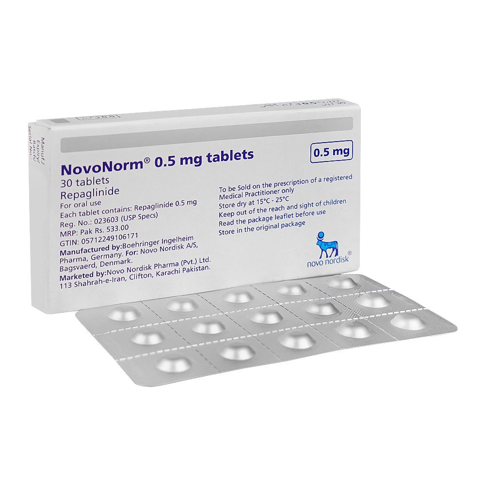 Novonorm Tablets Strip, 0.5mg - Main Image