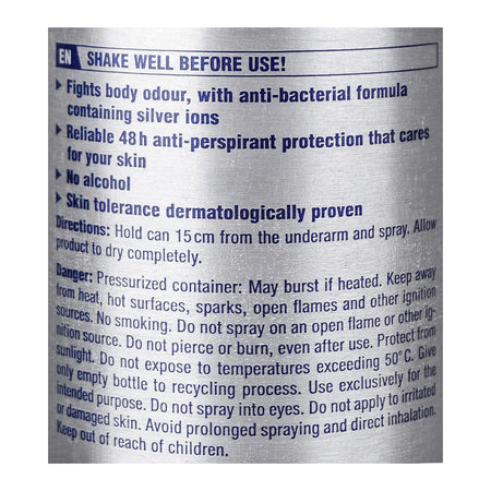 Nivea Silver Protect Antibacterial Body Spray, 48 Hours Lasting, For Men's, 150ml - Image 7