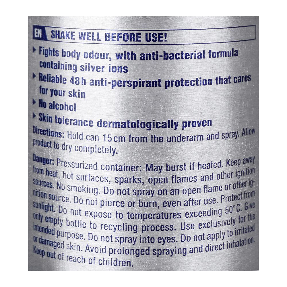 Nivea Silver Protect Antibacterial Body Spray, 48 Hours Lasting, For Men's, 150ml - Image 7