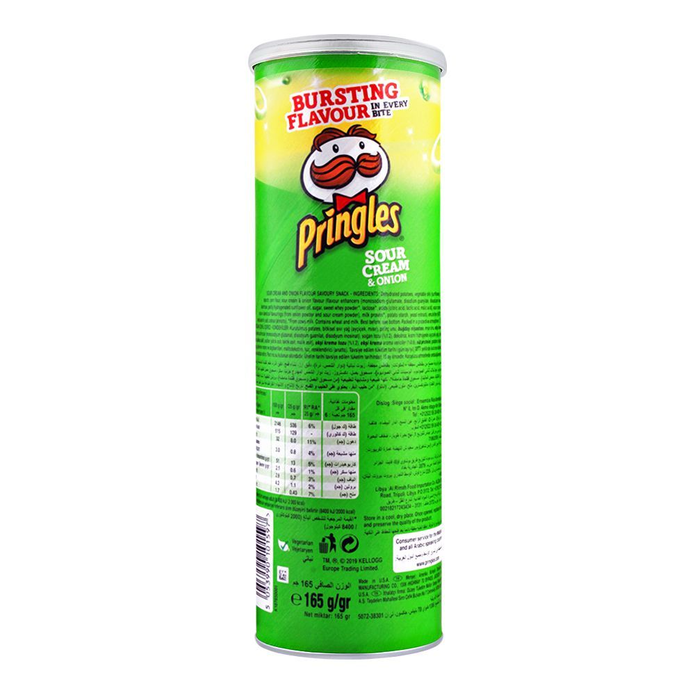 Pringles Potato Crisps, Sour Cream & Onion Flavor, 165g - Image 2