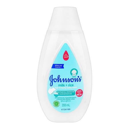 Johnson Milk+Rice Hair & Baby Body Bath, 200ml - Main Image