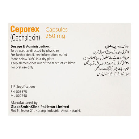 GSK Ceporex Capsule, 250mg, 12-Pack - Image 2