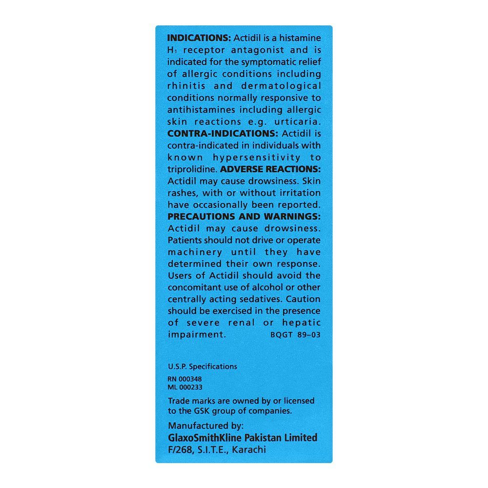GSK Actidil Elixir Syrup, 60ml - Image 3