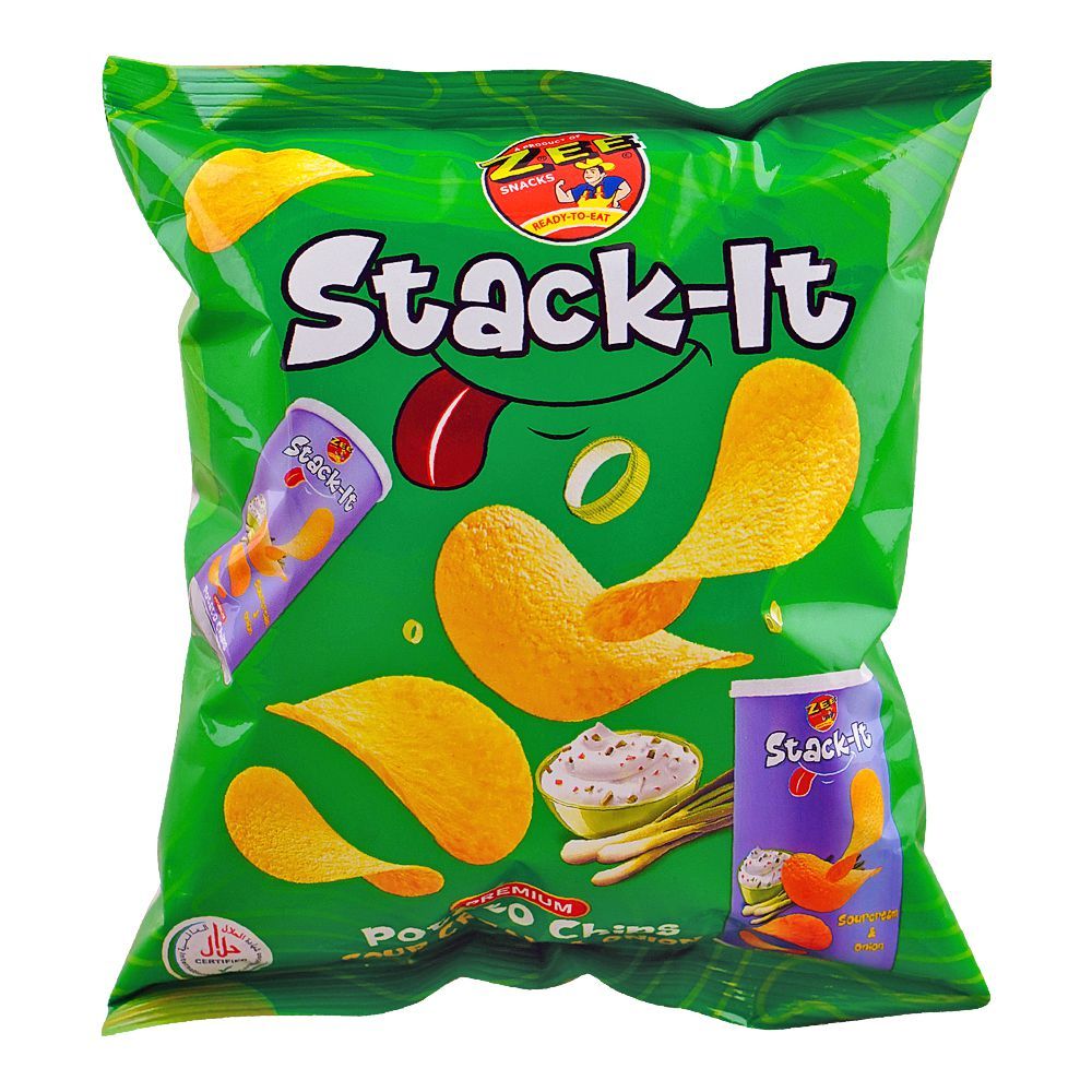 Zee Stack-It Sour Cream & Onion Potato Chips, 62g - Main Image