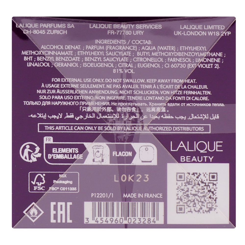 Lalique Amethyst, Eau de Parfum, For Women, 100ml - Image 3