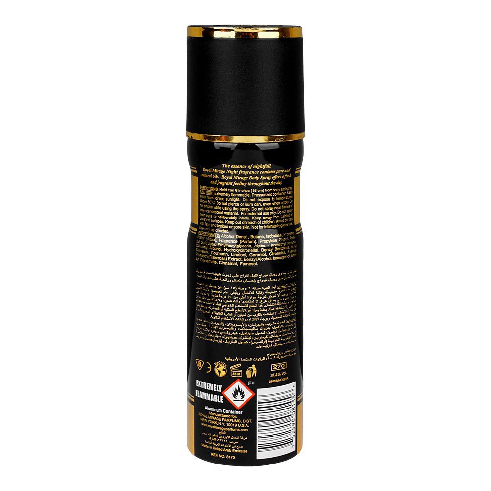 Royal Mirage Night Refreshing Perfumed Body Spray, For Men & Women, 200ml - Image 2