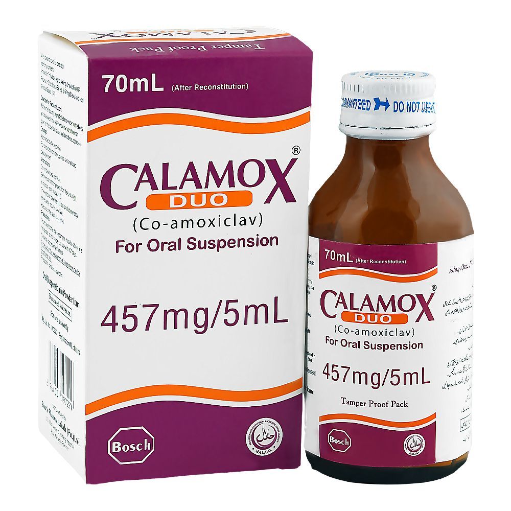 Bosch Pharmaceuticals Calamox Duo Suspension Syrup, 457mg/5ml, 70ml - Main Image