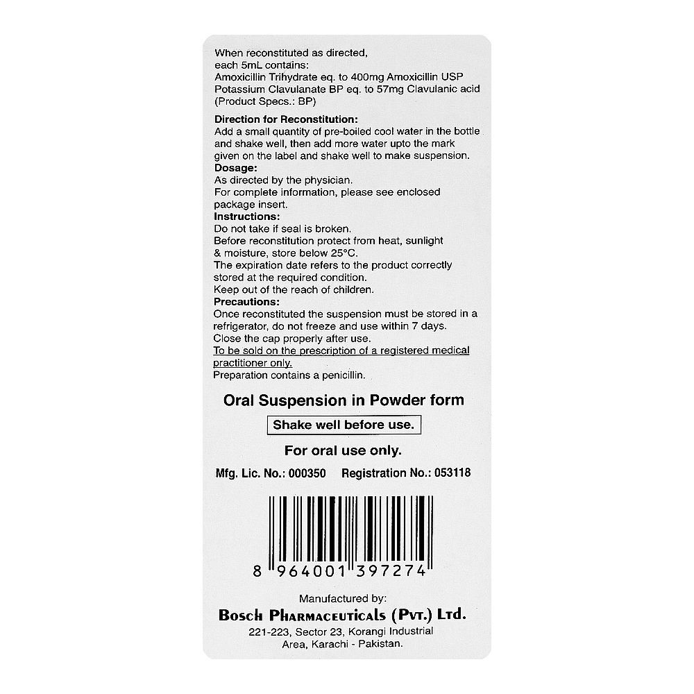Bosch Pharmaceuticals Calamox Duo Suspension Syrup, 457mg/5ml, 70ml - Image 2