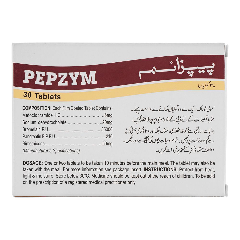 Shaigan Pharmaceuticals Pepzym Tablet, 20mg/50mg, 30-Pack - Image 2