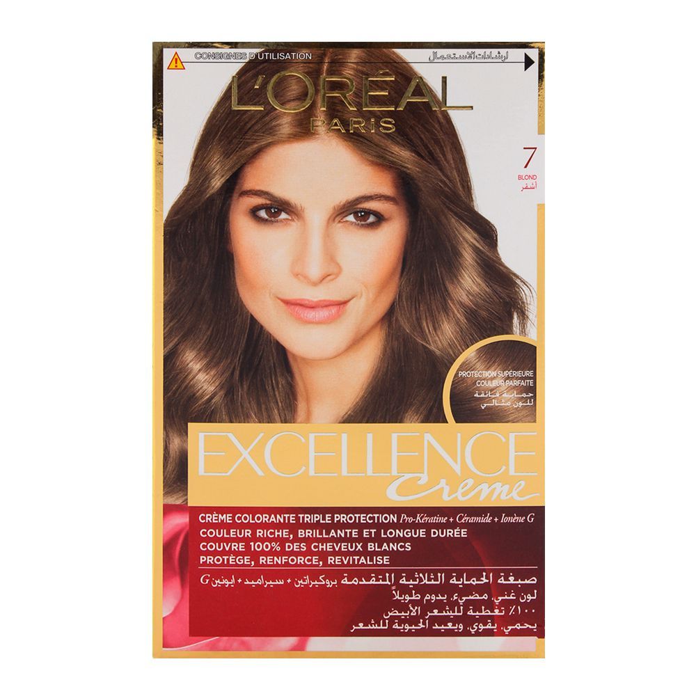 L'Oreal Excellence Creme Hair Color Blond 7, Triple Protection Seals, Replenishes & Conditions - Main Image