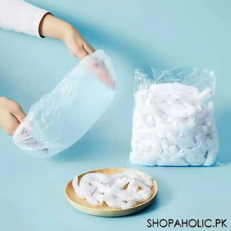 100pcs disposable plastic film food storage cover image3