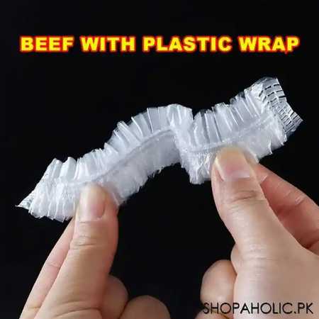 100pcs disposable plastic film food storage cover image4