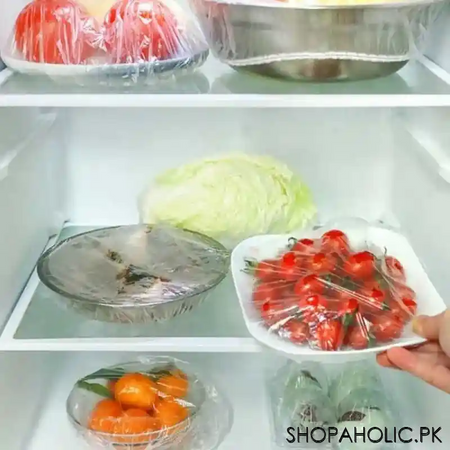 100pcs disposable plastic film food storage cover image5