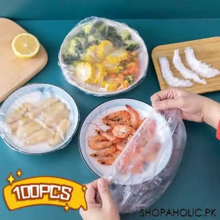 100pcs disposable plastic film food storage cover main image