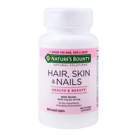 Nature's Bounty Hair Skin & Nails With Biotin, 60 Coated Tablets, Multivitamin Supplement - Main Image