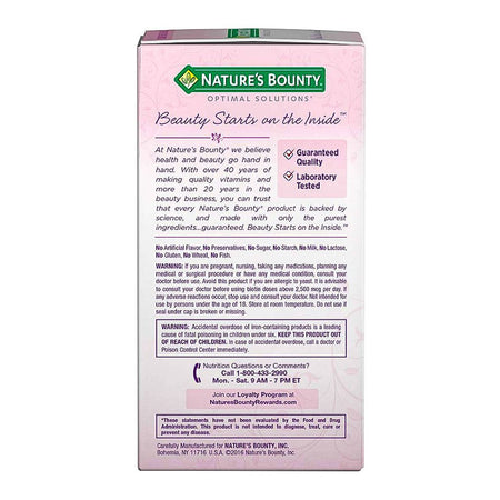 Nature's Bounty Hair Skin & Nails With Biotin, 60 Coated Tablets, Multivitamin Supplement - Image 3