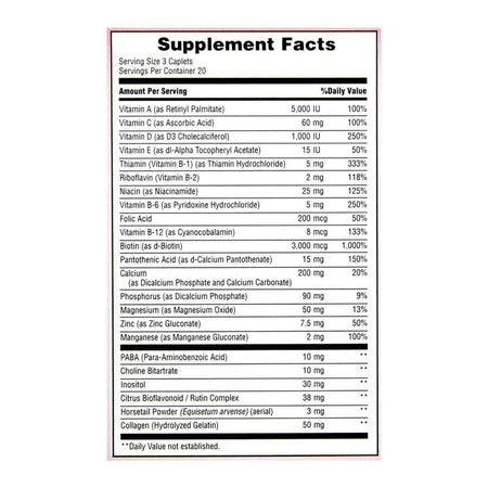 Nature's Bounty Hair Skin & Nails With Biotin, 60 Coated Tablets, Multivitamin Supplement - Image 4