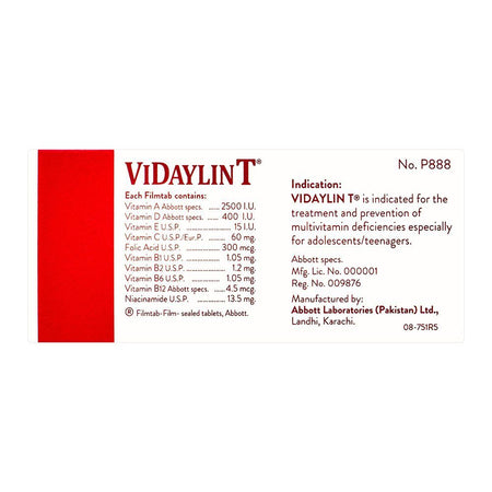 Abbott ViDaylin-T, Multivitamins Tablet For Teens, 30-Pack - Image 3