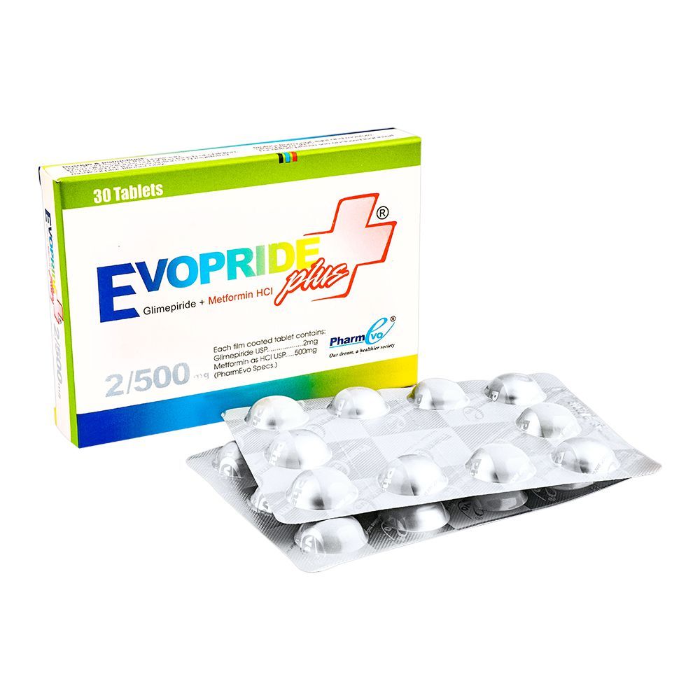 PharmEvo Evopride Plus Tablet, 2/500mg, 30-Pack - Main Image