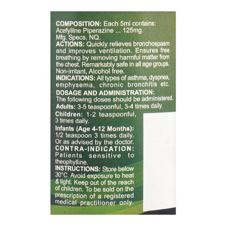 NabiQasim Acefyl Wet Cough Mucus Relief Syrup, 125ml - Image 2