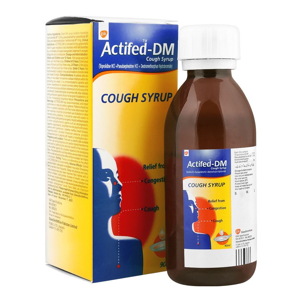 GSK Actifed-DM Cough Syrup, 90ml - Main Image