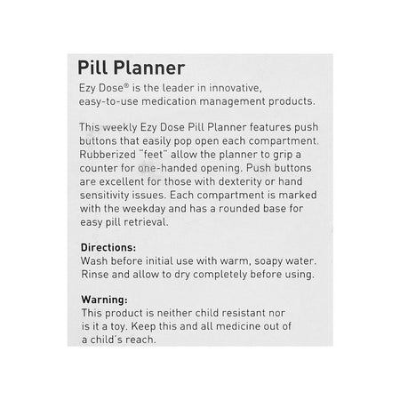 Ezy Dose 7-Day Pill Organizer - Weekly Medicine Planner with Push Buttons, Medium, 67577 - Image 3