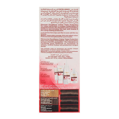 L'Oreal Excellence Creme Hair Color Light Brown 5, Triple Protection Seals, Replenishes & Conditions - Image 2