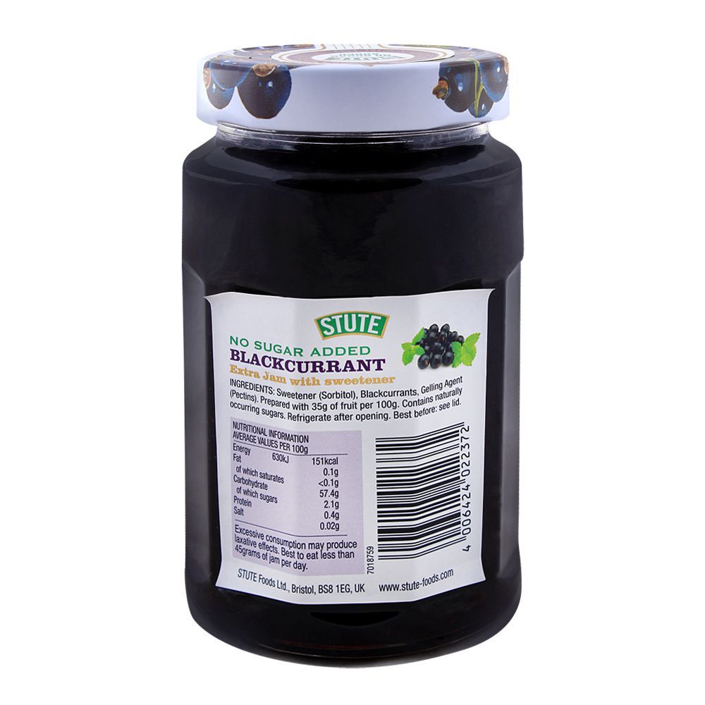 Stute No Sugar Added Blackcurrant Jam 430g - Image 2