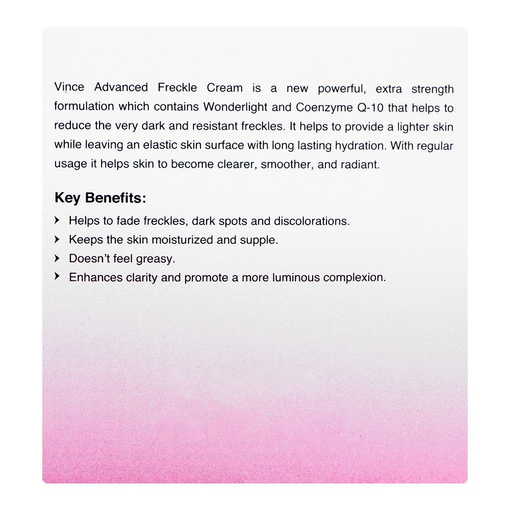 Vince Advanced Freckle Cream, For Resistant & Hyper-Pigmented Skin, Fade Freckles & Dark Spots, 50ml - Image 3