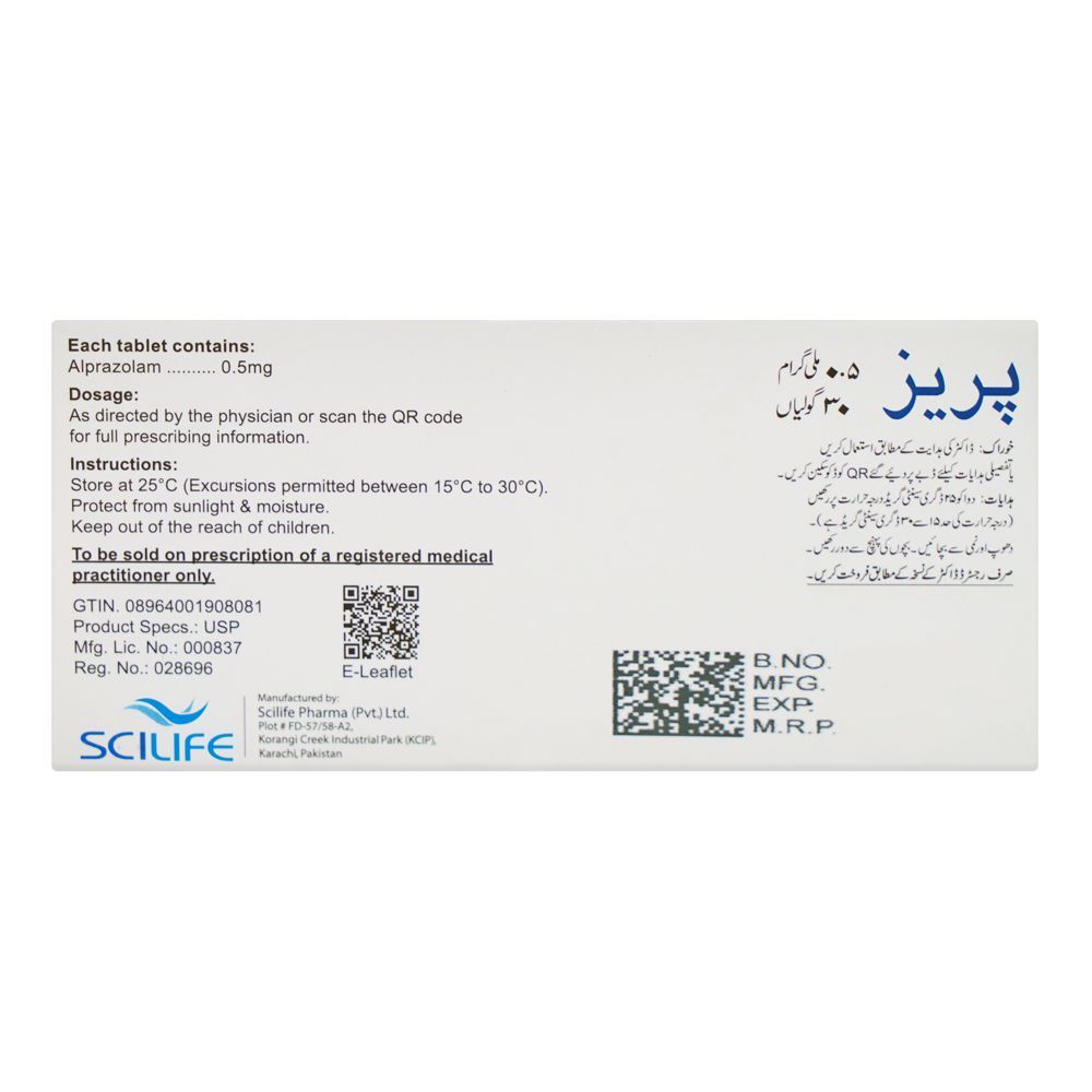 Scilife Pharma Praz Tablet, 0.5mg, 30-Pack - Image 2