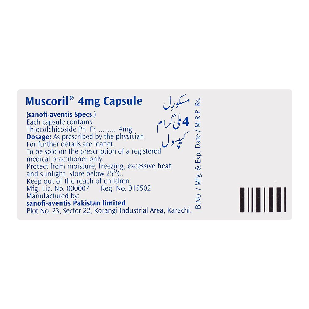 Buy Muscoril Capsule, 4mg, 1-Strip Online in Pakistan – Shopaholic.pk