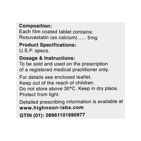 Highnoon Laboratories Rosulin Tablet, 5mg, 10-Pack - Image 3