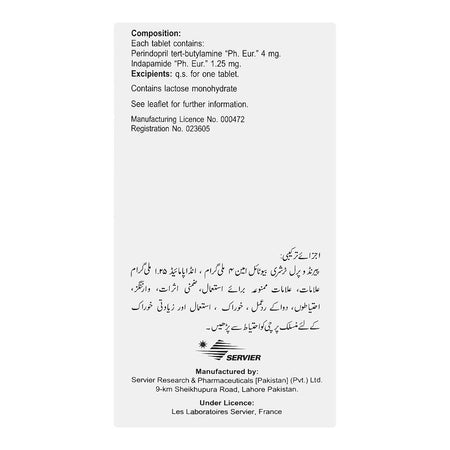 Servier Pharmaceuticals Coversyl Plus Tablet, 4mg/1.25mg, 10-Pack - Image 2