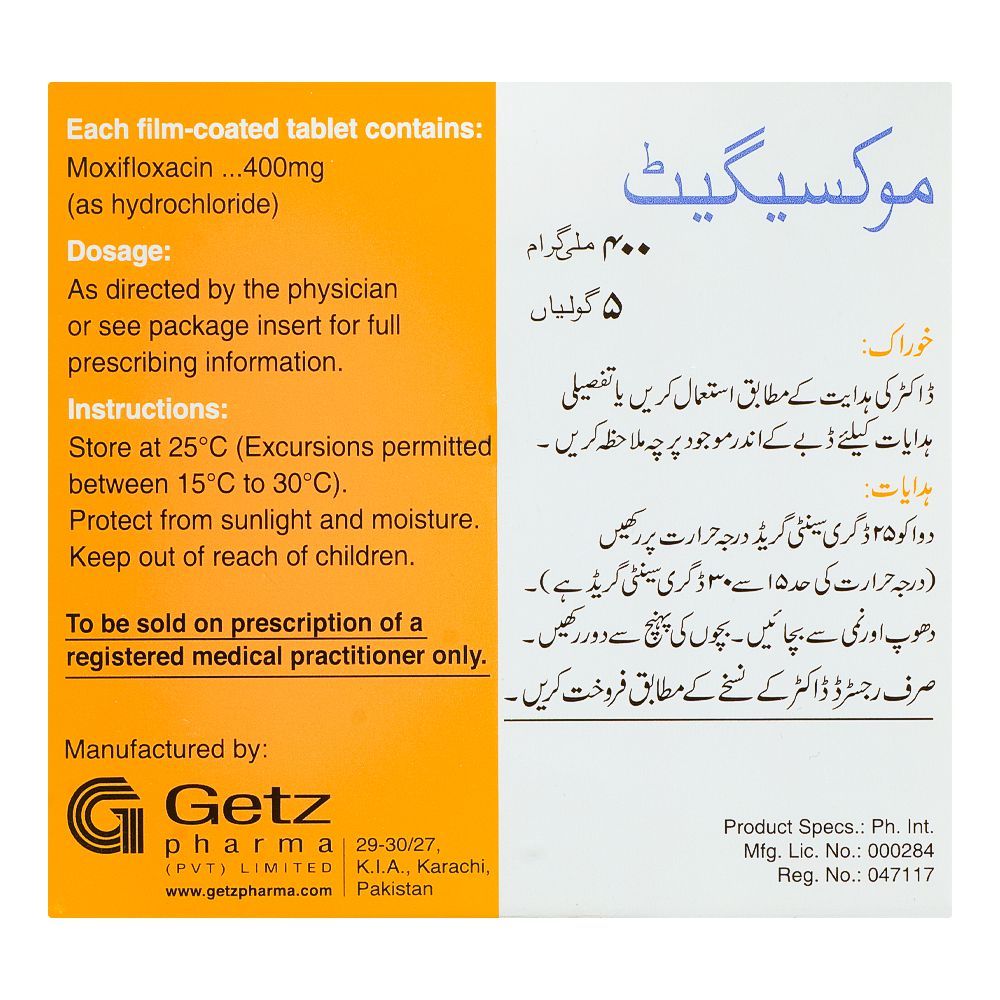 Getz Pharma Moxiget Tablet, 400mg, 5-Pack - Image 3