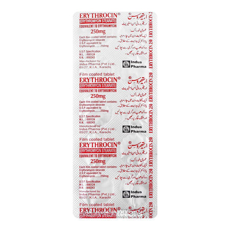 Indus Pharma Erythrocin Tablet, 250mg, 1-Strip - Image 2