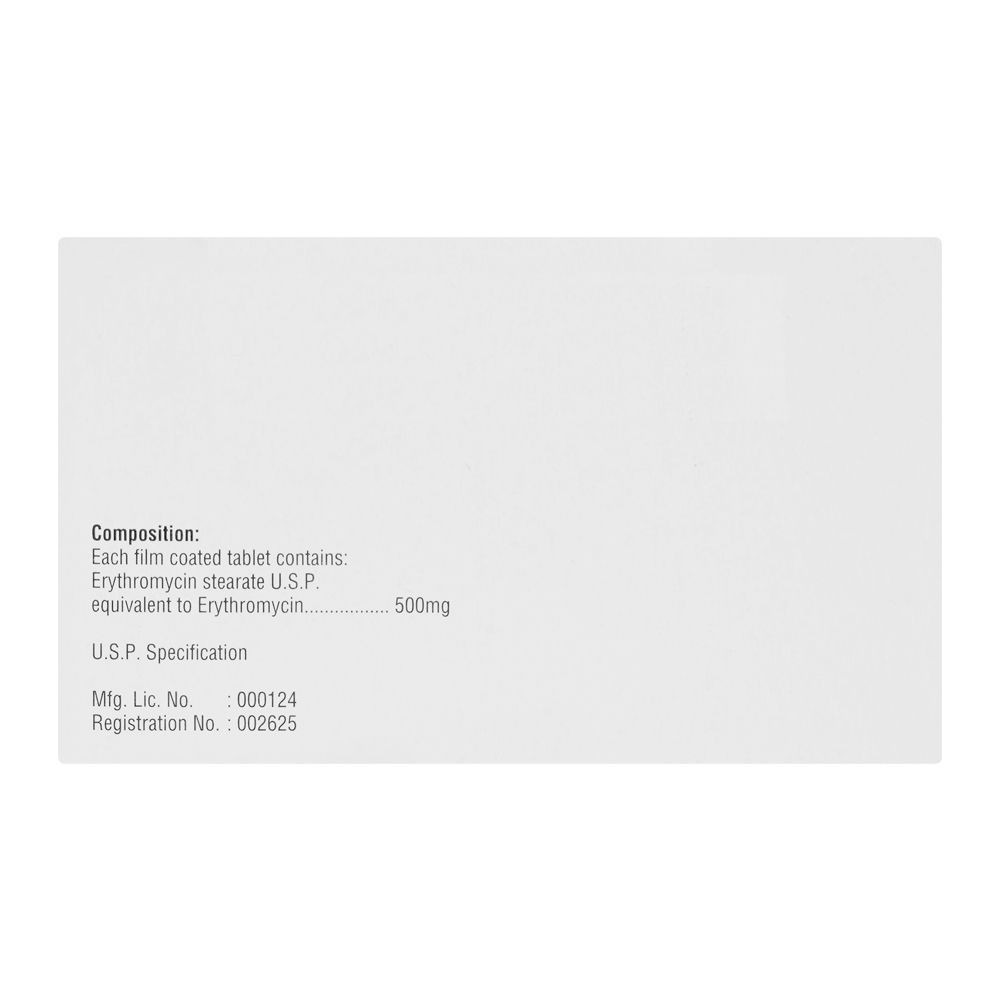 Erythrocin Tablets 500mg, Strip (10 Tablets) - Image 6