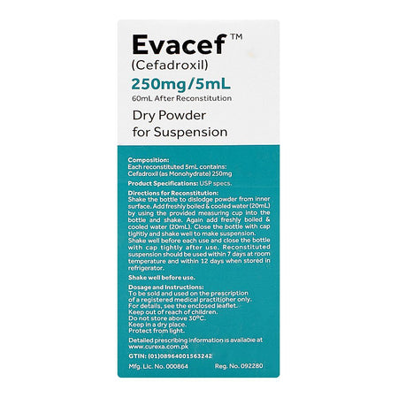 Highnoon Laboratories Evacef Suspension, 250mg/5ml, 60ml - Image 3