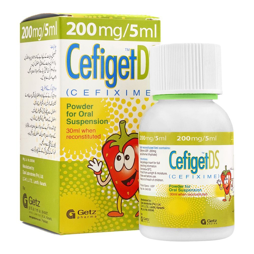 Getz Pharma Cefiget DS Powder Oral Suspension, 200mg/30ml - Main Image