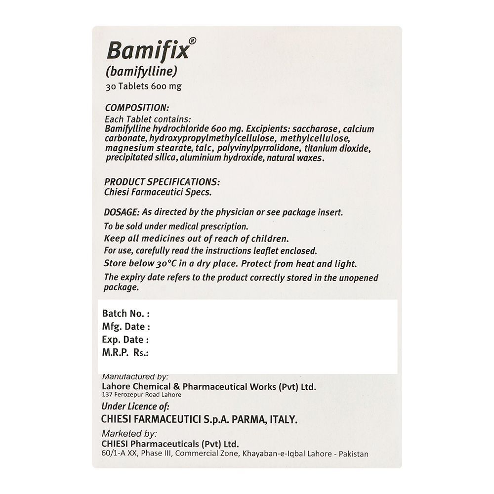 Chiesi Pharmaceuticals Bamifix Tablet, 600mg, 30-Pack - Image 2