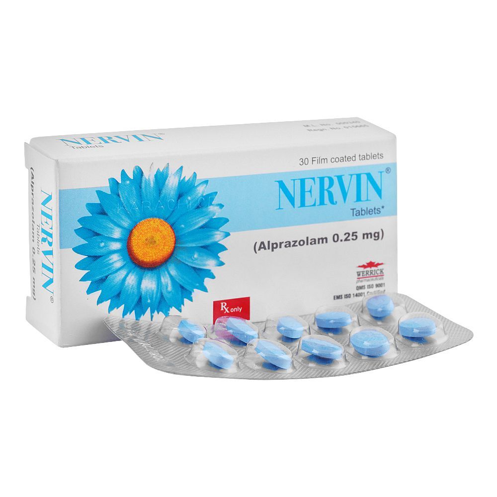 Werrick Pharmaceuticals Nervin Tablet, 0.25mg, 30-Pack - Main Image