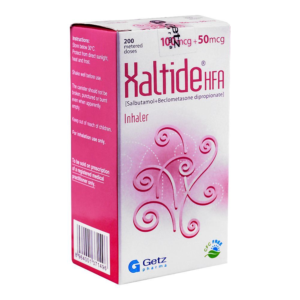 Getz Pharma Xaltide HFA Inhaler, 100mcg+50mcg, 200 Metered Doses - Image 2