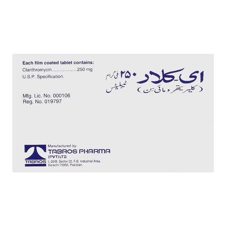 Tabros Pharma E-Clar Tablet, 250mg, 10-Pack - Image 2