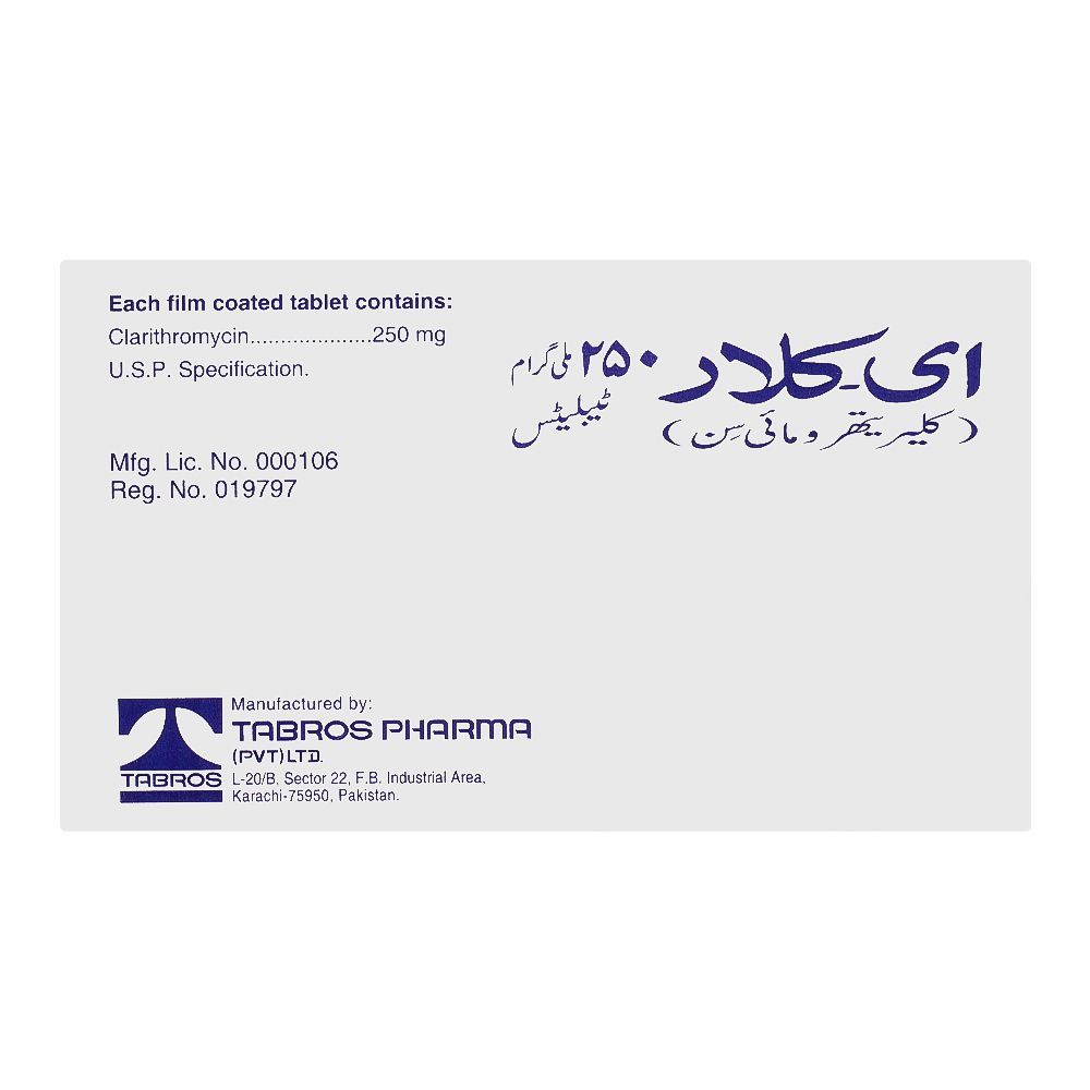 Tabros Pharma E-Clar Tablet, 250mg, 10-Pack - Image 2