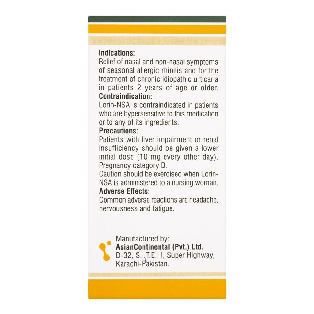 AsianContinental Lorin-NSA Syrup, 5mg/5ml, 30ml - Image 2