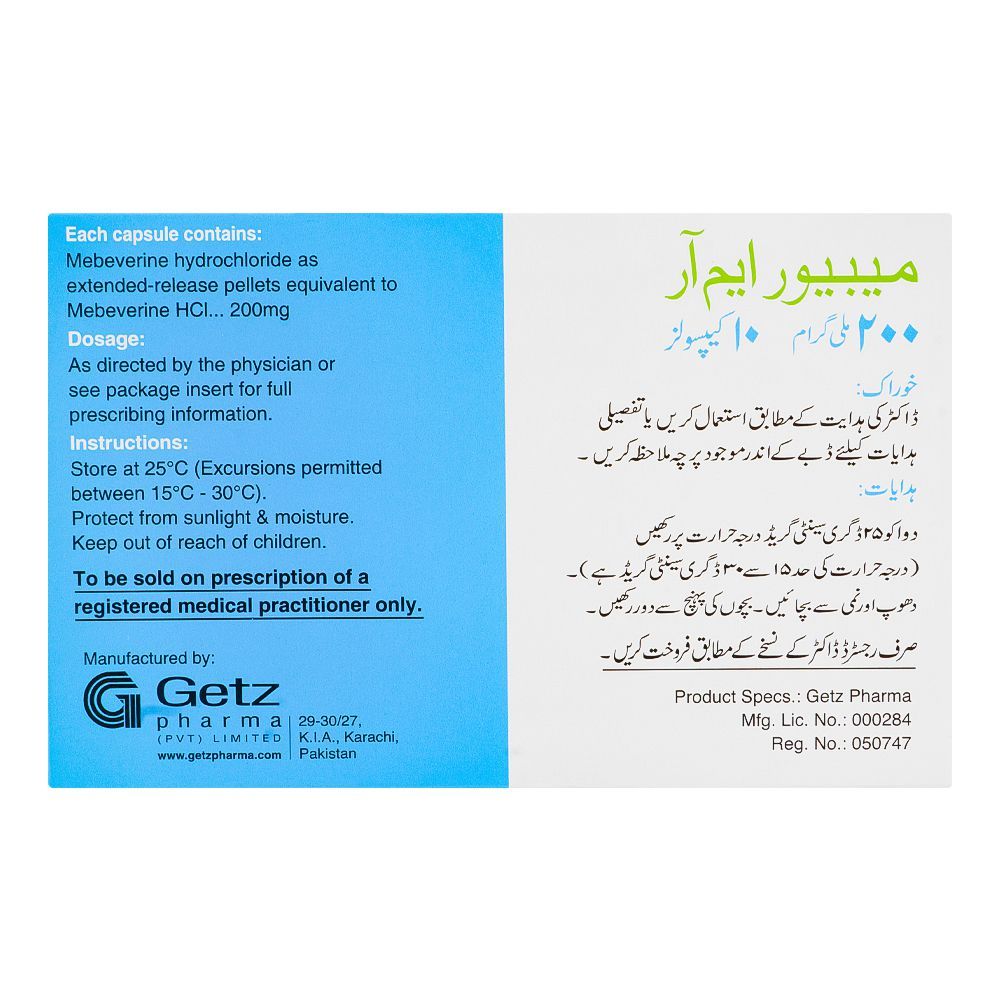 Getz Pharma Mebever MR Capsule, 200mg, 10-Pack - Image 3