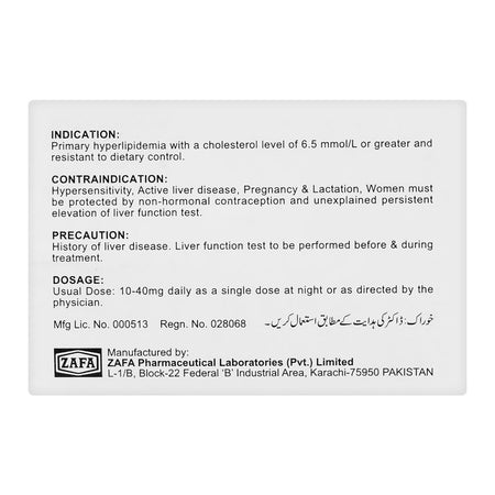 Zafa Pharmaceuticals Simvazaf Tablet, 20mg, 10-Pack - Image 2